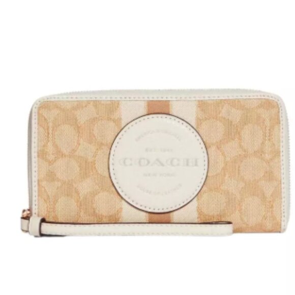 Coach Dempsey Tote 40 Signature Jacquard Lt Khaki Chalk Stripe Carryall & Wallet - Picture 8 of 12